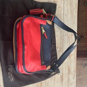 Coach Red and Navy Messenger Bag